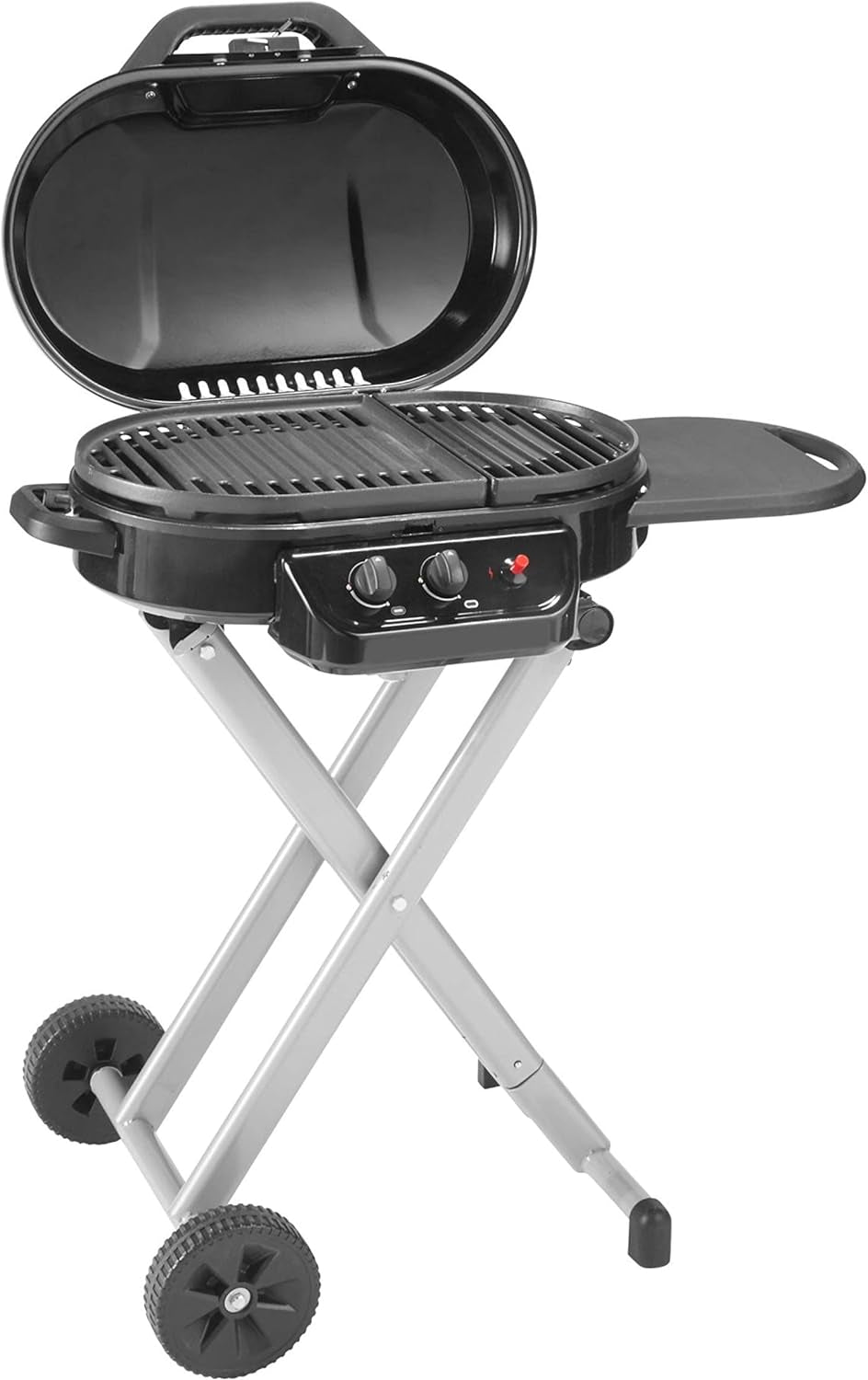 Coleman Roadtrip 225 Portable Stand-Up Propane Grill Gas Grill with Push-Button Starter Folding Legs & Wheels Side Table & 11000 Btus of Power for Camping Tailgating Grilling & More