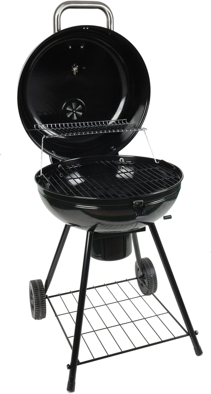 Grill Boss 22 Inch Kettle Charcoal Grill, Porcelain Steel Lid, Large Cooking Area, Black