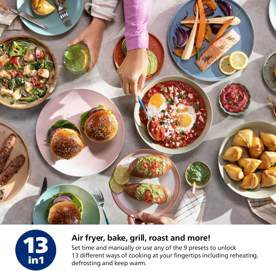 Philips 2000 Series Airfryer - 4.4 Qt (4.2 L) Pan, 13 Cooking Functions, Rapidair Technology, Healthy Cooking with 90% Less Fat, Efficient & Fast (NA220/00), 9.8 Pounds Weight