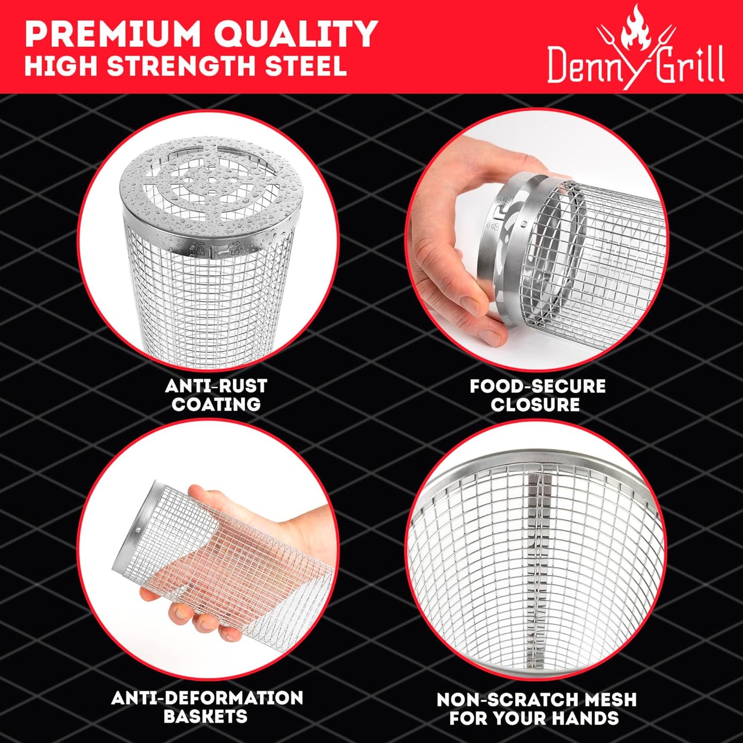 Baskets for Outdoor (2PCS, 2024 Upgraded) - Rolling Grilling Barbecue 360 ​​Cylinder Accessories for Cooking Vegetables Fish Meat BBQ Outdoor - 304 Stainless Steel Basket Cool Thing for Gift for Men and Camping