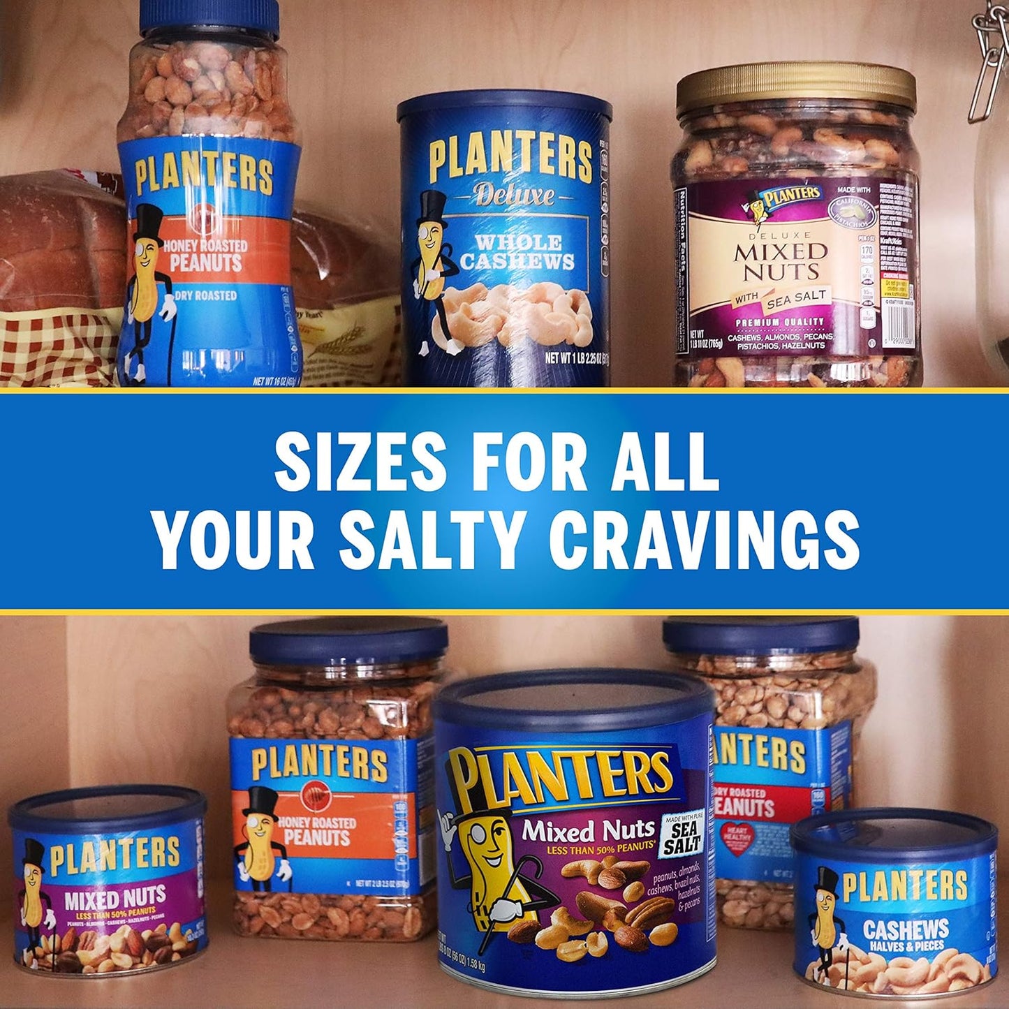 PLANTERS Salted Mixed Nuts, Party Snacks, Plant-Based Protein 56Oz (1 Canister) (Pack of 2)