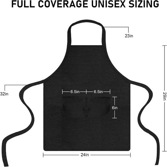 12 Pack Bib Apron, Unisex Restaurant Kitchen Aprons for Women with 2 Pockets, Chef Aprons for Cooking Men BBQ Painting Drawing Craft Plain Adults, Bulk Black