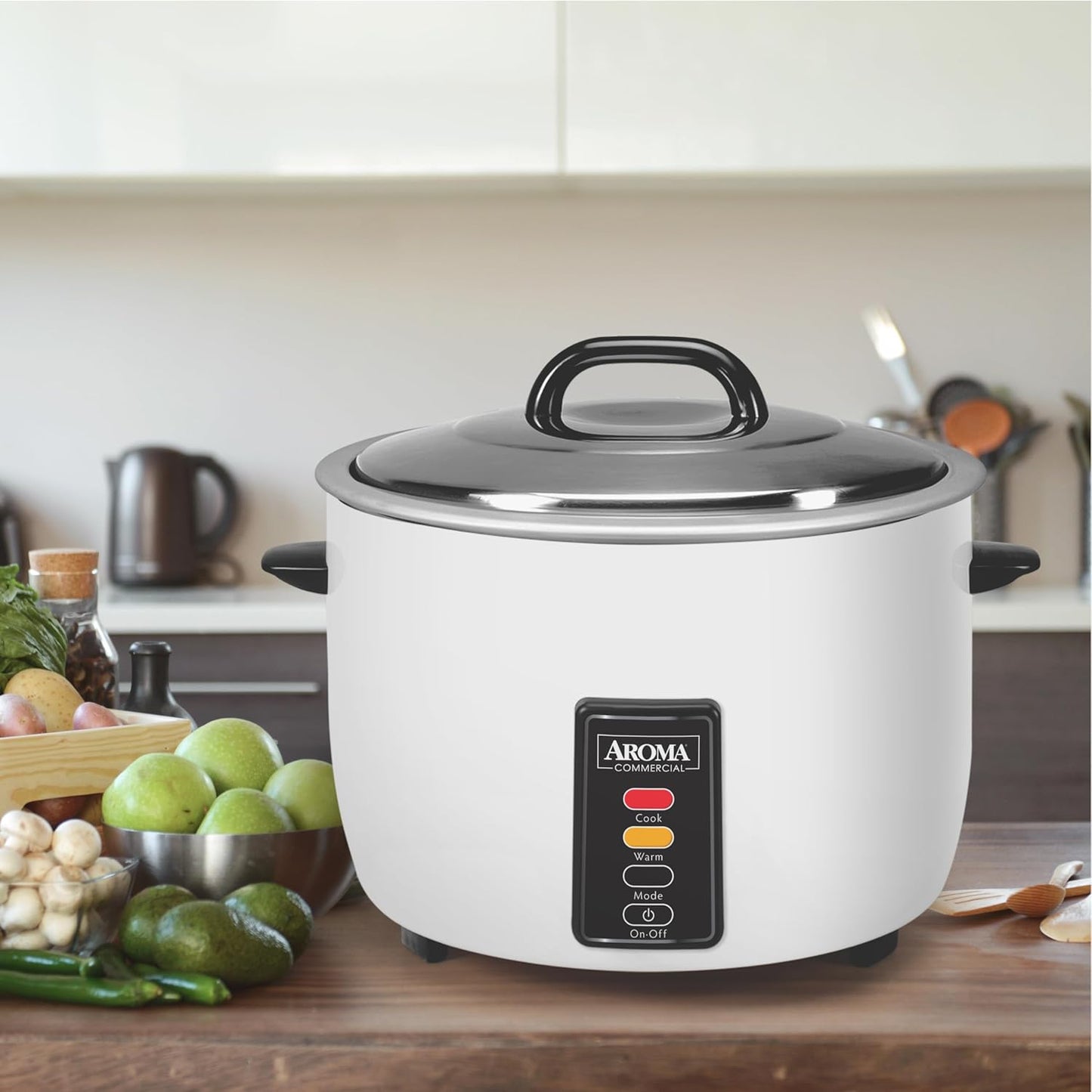 Aroma Housewares 60-Cup (Cooked) (30-Cup UNCOOKED) Commercial Rice Cooker (Arc-1033E),White