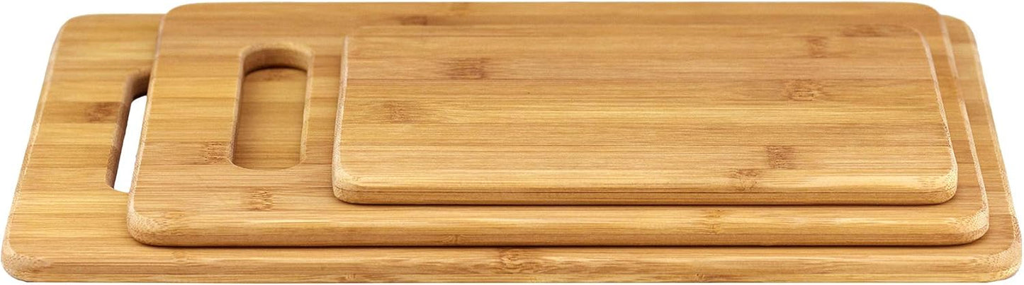 Totally Bamboo 3-Piece Bamboo Cutting Board Set – Reversible Kitchen Boards for Chopping, Cheese & Serving | Durable, Eco-Friendly Wood Cutting Boards