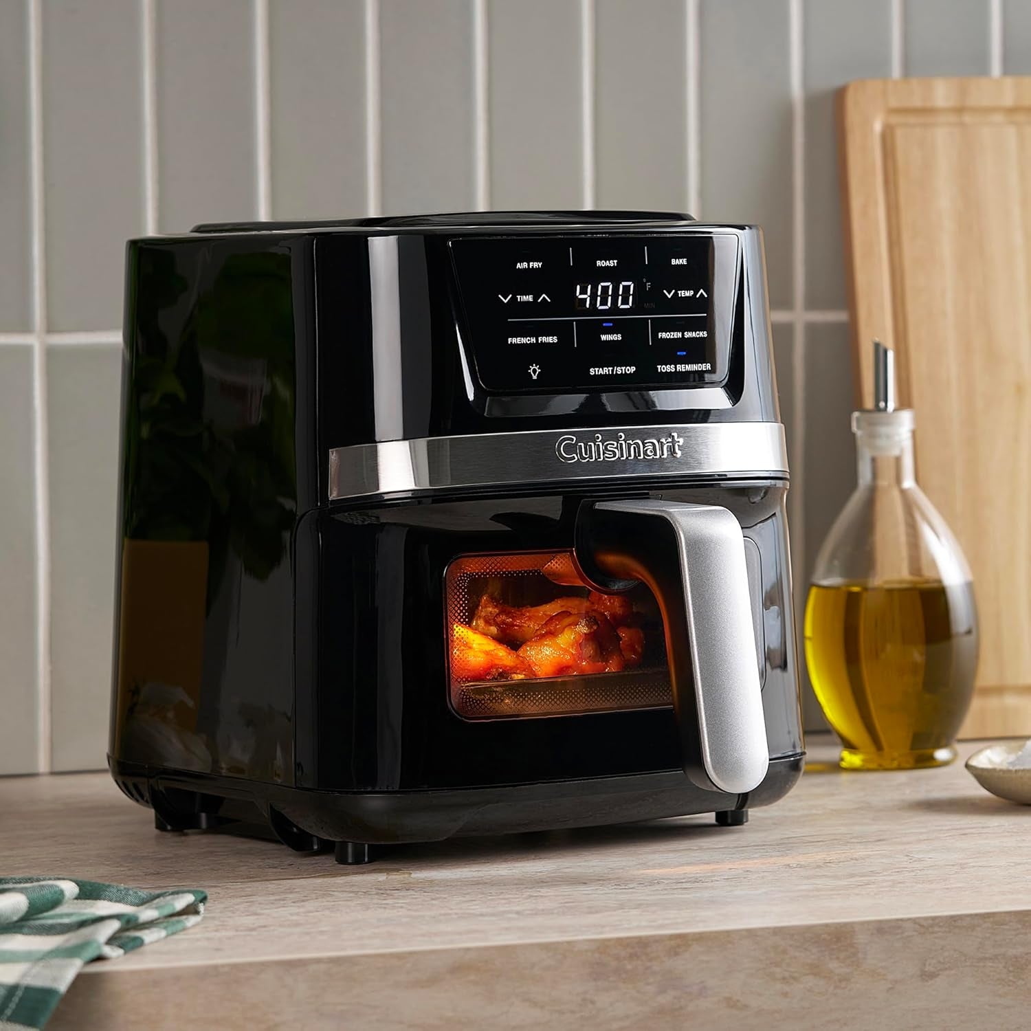 Cuisinart Air Fryer Oven, 2.6-Qt Basket Stainless Steel Air Fryer, Kitchen Dishwasher-Safe Parts with 3 Presets to Roast, Bake, & Air Fry, Quick & Easy Electric Fryer Meals, AIR-80