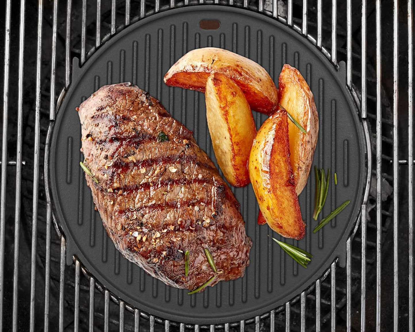 8834 Cast Iron Griddle for Weber Gourmet BBQ System Sear Grate, Griddle for 22-Inch Weber Kettle Premium/Charcoal Grill 22" Smokers, for Kettle Charcoal Grill Grate 22 Inch Diameter 12"