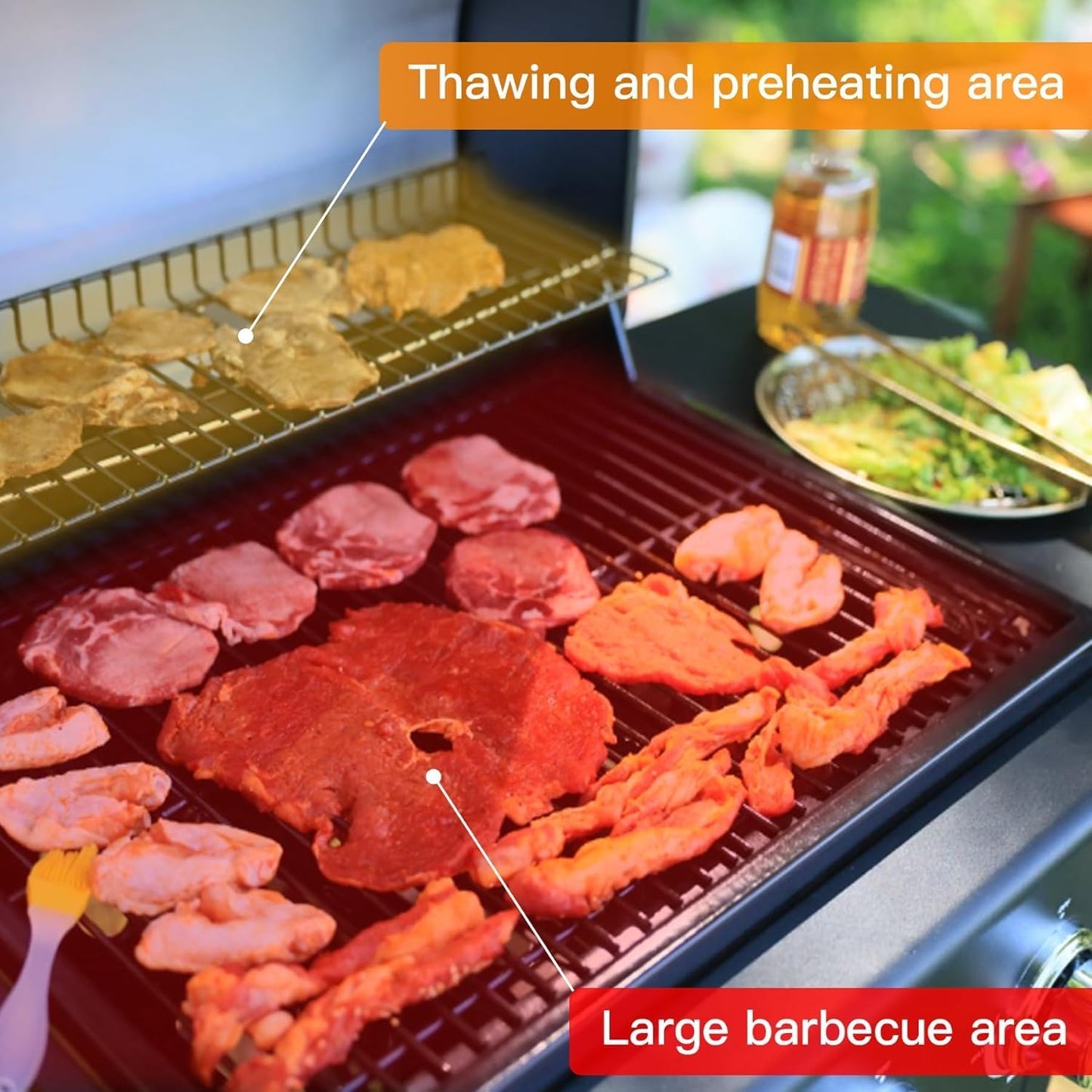 Grill Gas 3-Burner Propane Grill, Gas Grill with Front Hanging Basket, 30000 BTU Barbecue Grill, Grills Outdoor Cooking. Suitable for Backyard, Outdoor, Patio, Garden.Outside Grill.