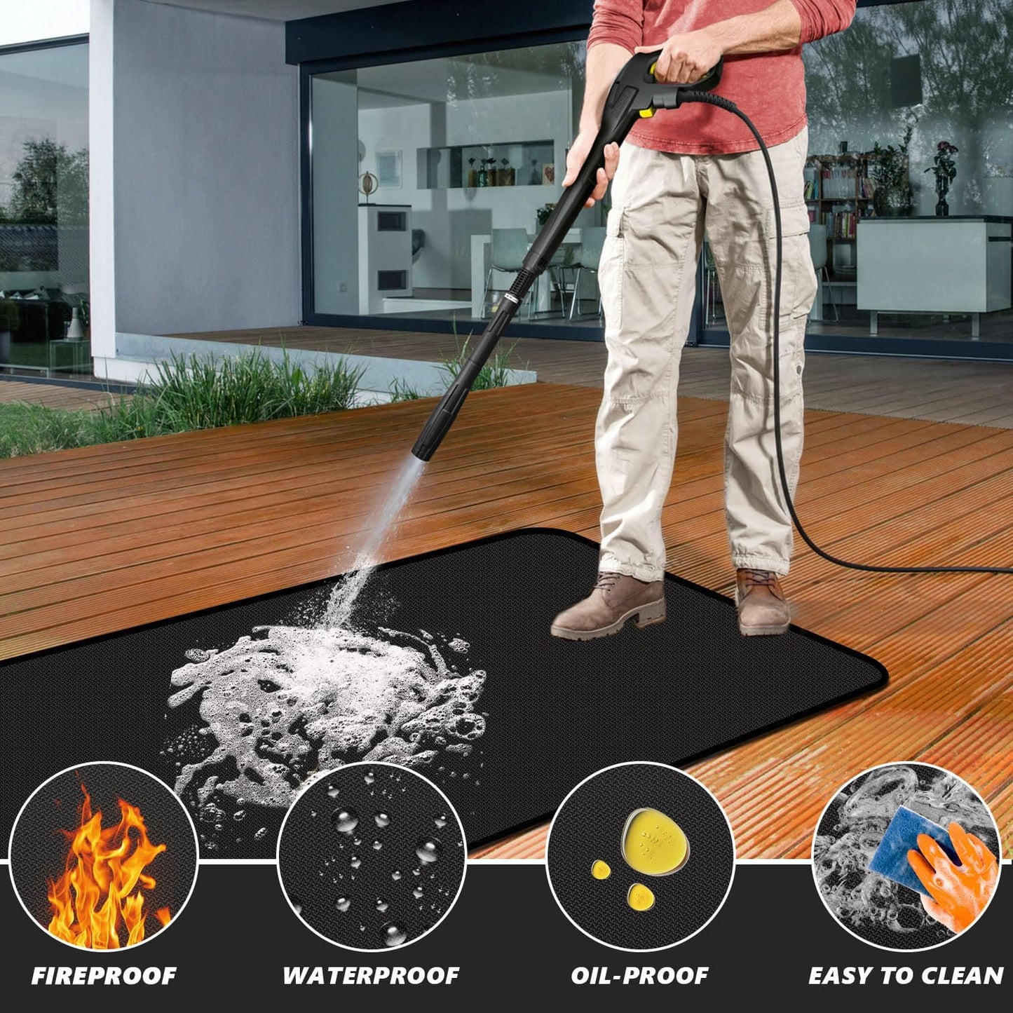 60 X 40 Inch under Grill Mats for Outdoor Grill, Oil and Waterproof, Double-Sided Fireproof Fire Pit Fireplace Outdoor BBQ Mat for Protecting Deck and Lawn