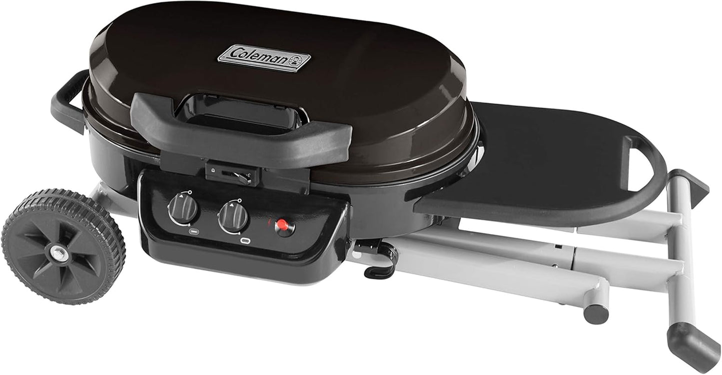 Coleman Roadtrip 225 Portable Stand-Up Propane Grill Gas Grill with Push-Button Starter Folding Legs & Wheels Side Table & 11000 Btus of Power for Camping Tailgating Grilling & More
