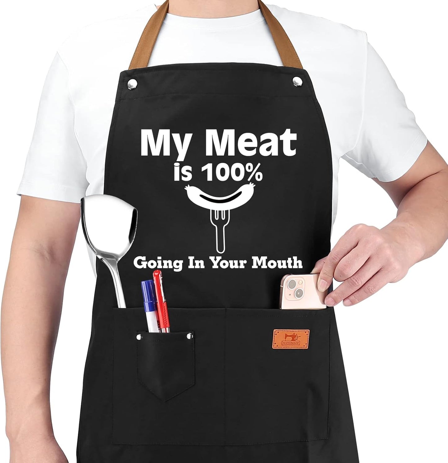 Gifts for Boyfriend, Husband Gifts from Wife, Fathers Day, Birthday Gifts for Men, Naughty Gifts for Him, Anniversary Mens Funny Gifts Gag Gifts - Kitchen Chef Apron W Pockets