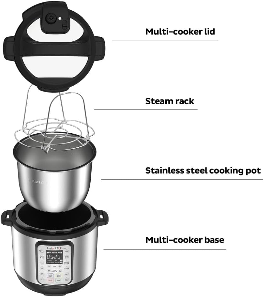 Instant Pot Duo plus 9-In-1 Multicooker, Pressure Cooker, Slow Cook, Rice Maker, Steamer, Sauté, Yogurt, Warmer & Sterilizer, Includes App with over 800 Recipes, Stainless Steel, 6 Quarts