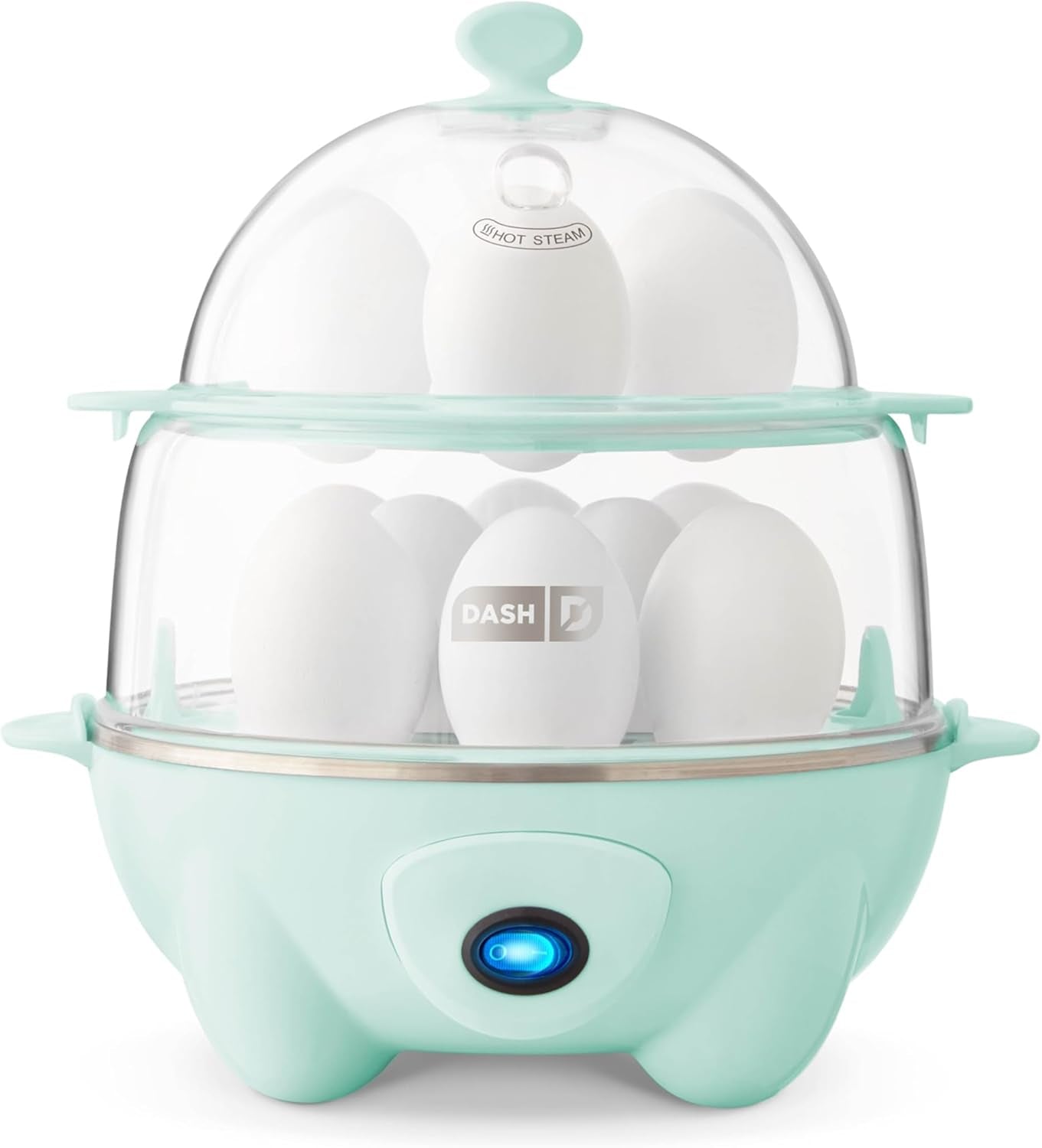 DASH Deluxe Rapid Egg Cooker for Hard Boiled, Poached, Scrambled Eggs, Omelets, Steamed Vegetables, Dumplings & More, 12 Capacity, with Auto Shut off Feature - Aqua