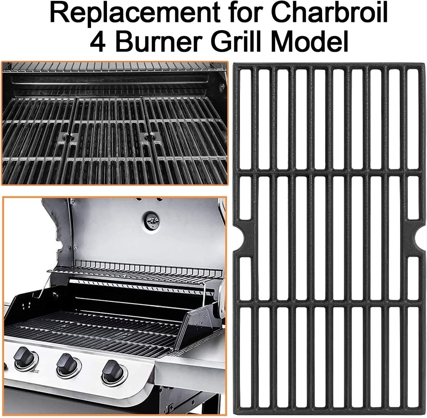 Grill Grates for Charbroil Advantage 4 Burner 463343015 463344015 463344116, Advantage 2 Coal Parts 463340516 Gas Grill, G467-0002-W1 Cast Iron Cooking Grids for Tru Infrared 463336016, 16 15/16"