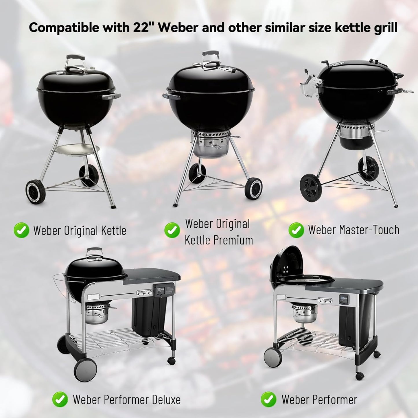Charkettle Charcoal Firebox Kit, Ceramic Basket with Heat Deflector Compatible with Weber 22-Inch Kettle Charcoal Grills