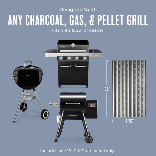 Grillgrate Flavor Zone | Universal Grill Accessory for Gas Grills, Pellet Grills, or Charcoal Grills | Hard Anodized Aluminum | 15″ Grillgrate for Any Grill