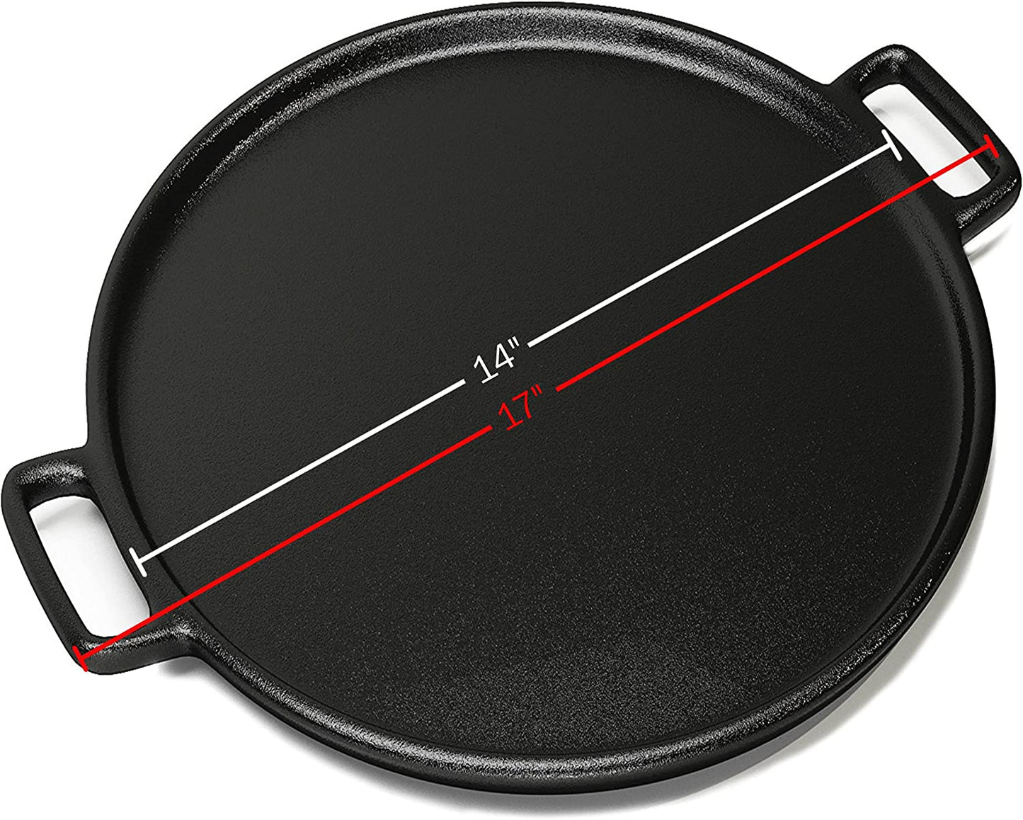 Cast Iron Pizza Pan - 14-Inch Baking Pan for Oven, Stovetop, Grill, or Campfires - Durable, Even-Heating, Versatile Cast Iron Griddle by Home-Complete