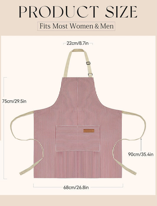 2 Pack Kitchen Cooking Aprons, Soft Aprons for Women Men with 2 Pockets Chef Apron with Adjustable Neck Strap and Long Tie