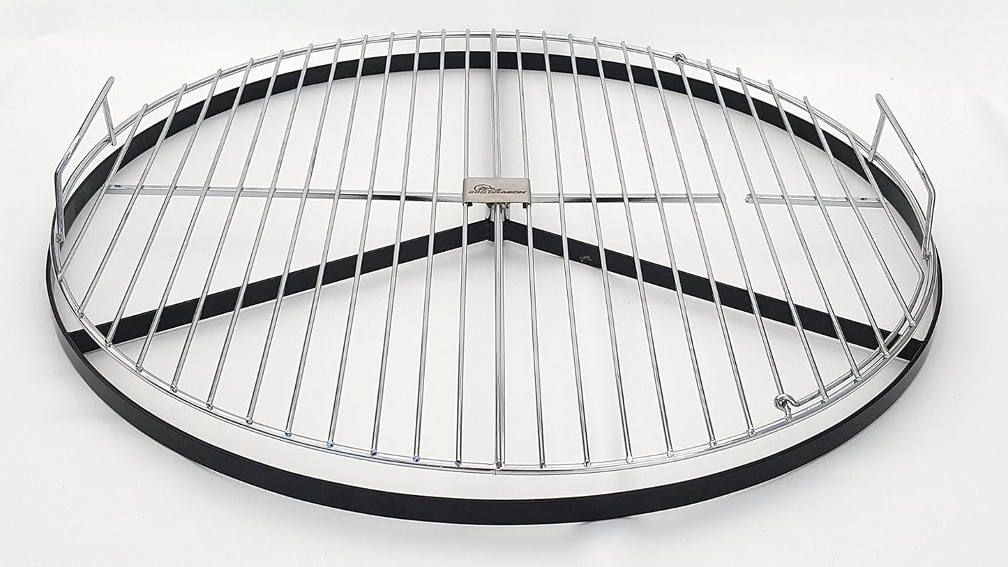 BBQ Dragon 22 Inch Rotating Grill Grate – Hinged Cooking Surface for Easy Charcoal Access – Heavy Duty 360° round Rotating Grate Replacement – Fits Weber Kettle & Other Charcoal Grills