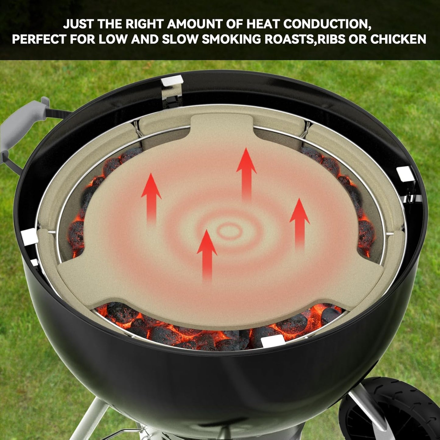 Charkettle Charcoal Firebox Kit, Ceramic Basket with Heat Deflector Compatible with Weber 22-Inch Kettle Charcoal Grills