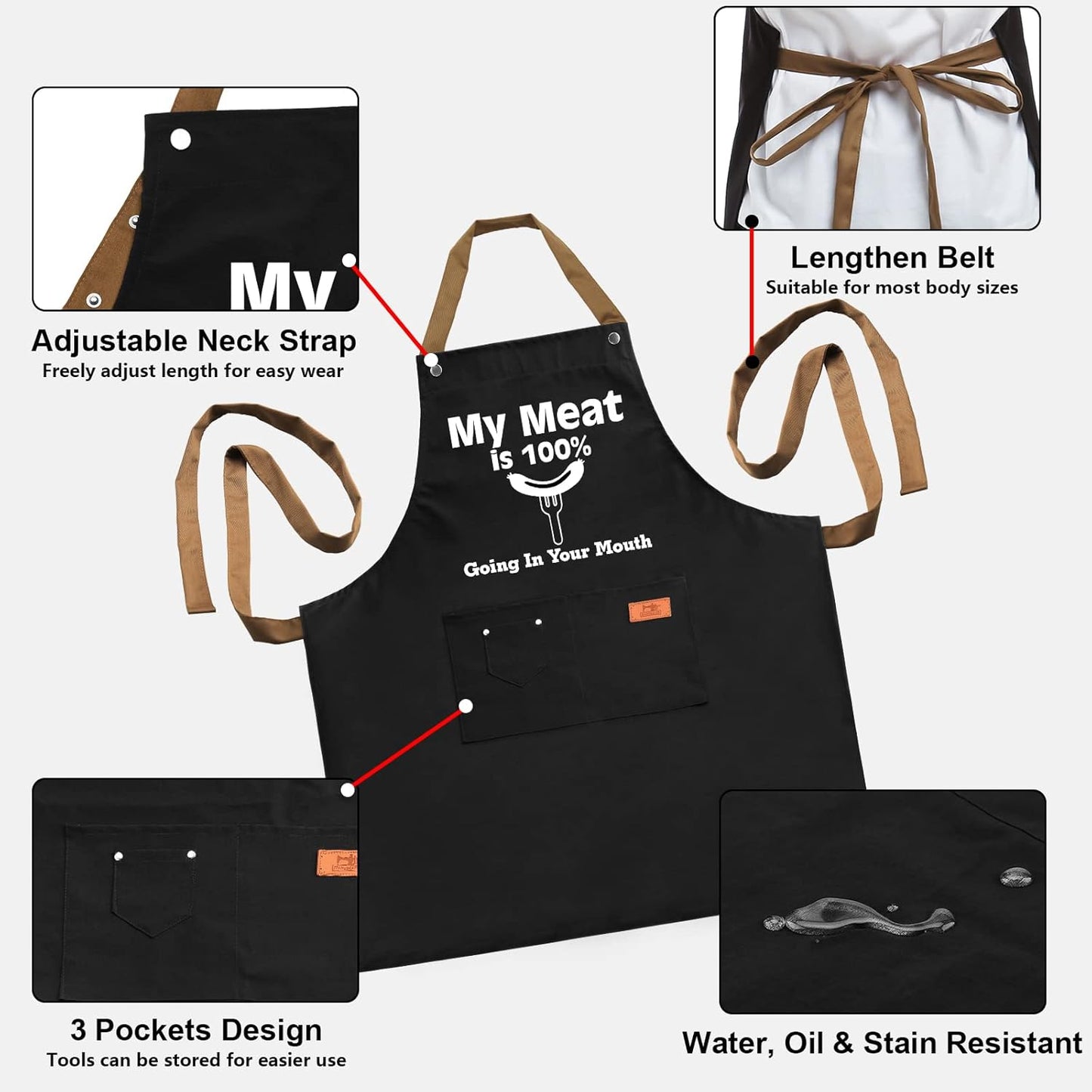 Gifts for Boyfriend, Husband Gifts from Wife, Fathers Day, Birthday Gifts for Men, Naughty Gifts for Him, Anniversary Mens Funny Gifts Gag Gifts - Kitchen Chef Apron W Pockets