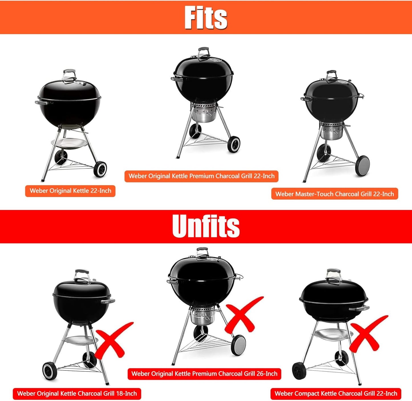 Qulimetal Grill Table Shelf for Weber Kettle Grills 22 Inch, Side Table Shelf Replaces Weber Master Touch & Original Charcoal Grill, Grill Accessories for Weber Kettle, Outdoor Steel BBQ Table Shelf