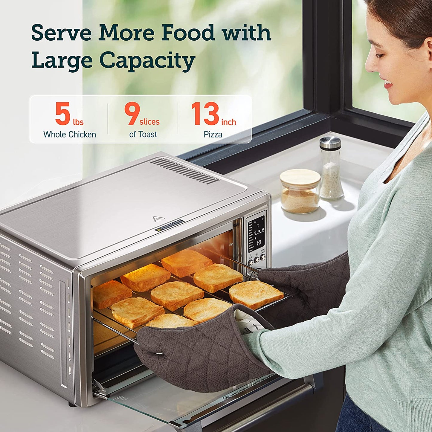 COSORI Air Fryer Toaster Oven Combo, 12-In-1 Airfryer Rotisserie Convection Oven Countertop, Bake, Broil, Roast, Dehydrate, 134 Recipes & 4 Accessories, 32QT, Silver, Stainless Steel