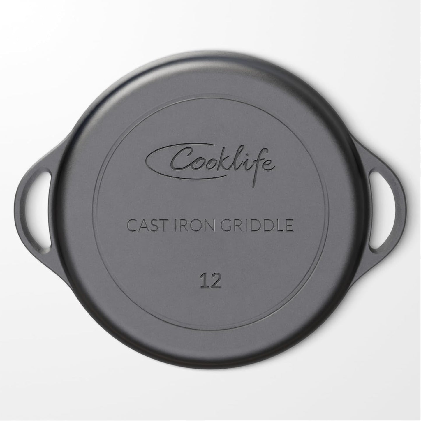 12 Inch Lightweight Pre-Seasoned Cast Iron Griddle with Cleaning Kit - Smooth Polished Surface, Easy to Clean Cast Iron Skillets Use in the Oven, on the Stove or Grill, over a Campfire