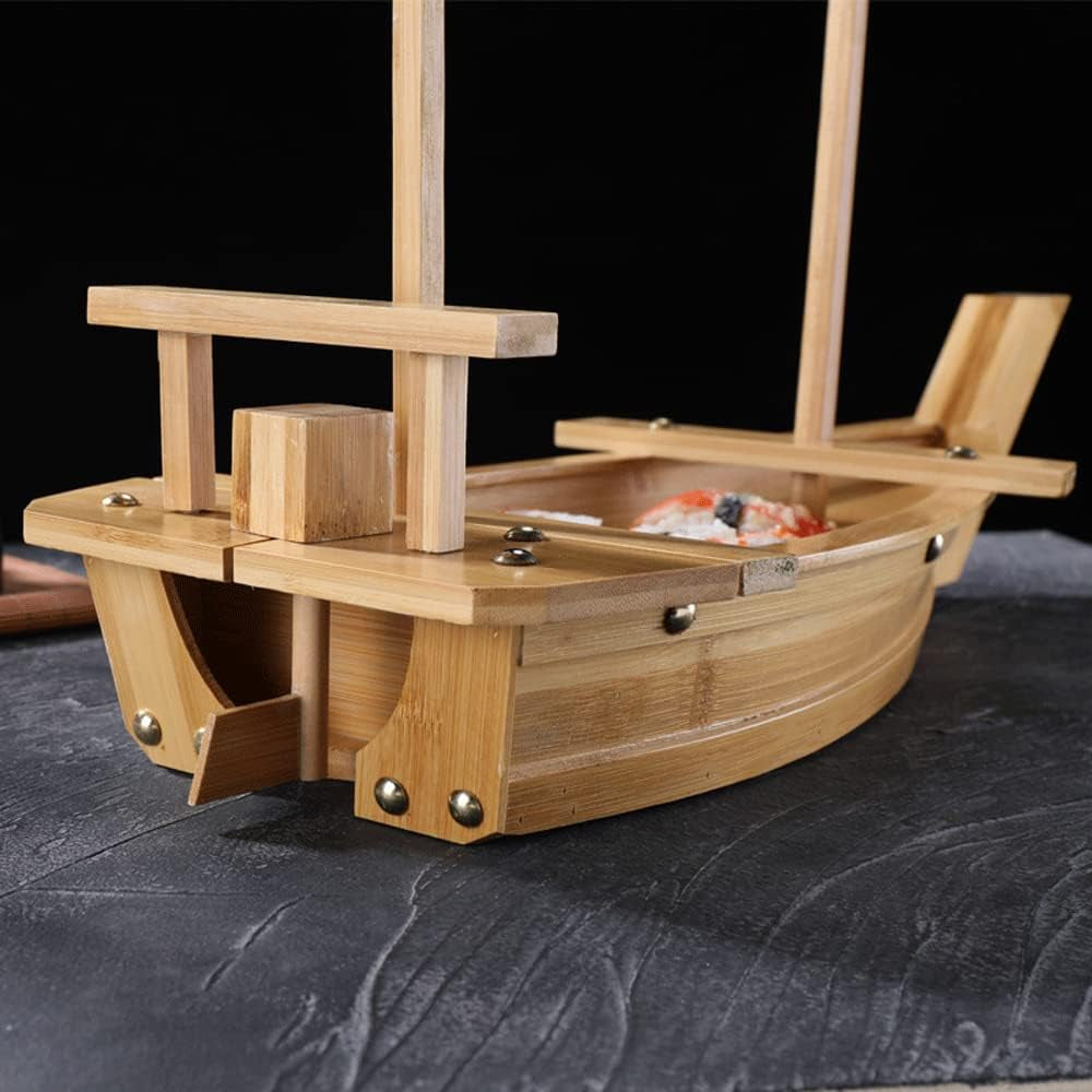 20 Inch Wooden Sushi Boat Serving Tray, Large Sushi Boat Plate for Sashimi Board Seafood Party, Great for Sushi Restaurant or Home (20.4Inch/52Cm)