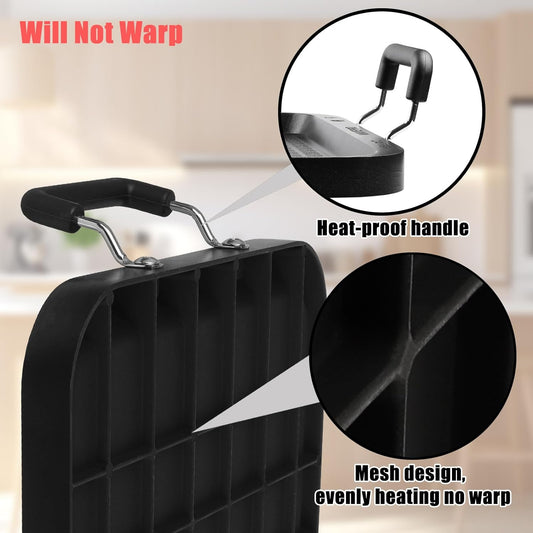 Vayepro 2 Burner Griddle Pan with Glass Lid, Stove Top Flat for Glass Stove Top, Aluminum Pancake, Non-Stick for Gas Grill, Double Burner Camping