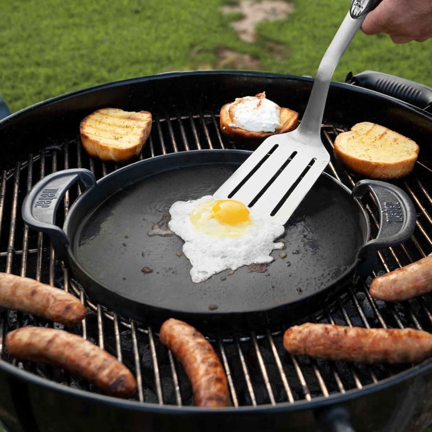 7421 Enameled Cast Iron 12" Gourmet BBQ System Griddle Replacement Parts for Weber Original Kettle Premium 22-Inch Charcoal Grill, 22'' Smokers, Performer Premium Grill