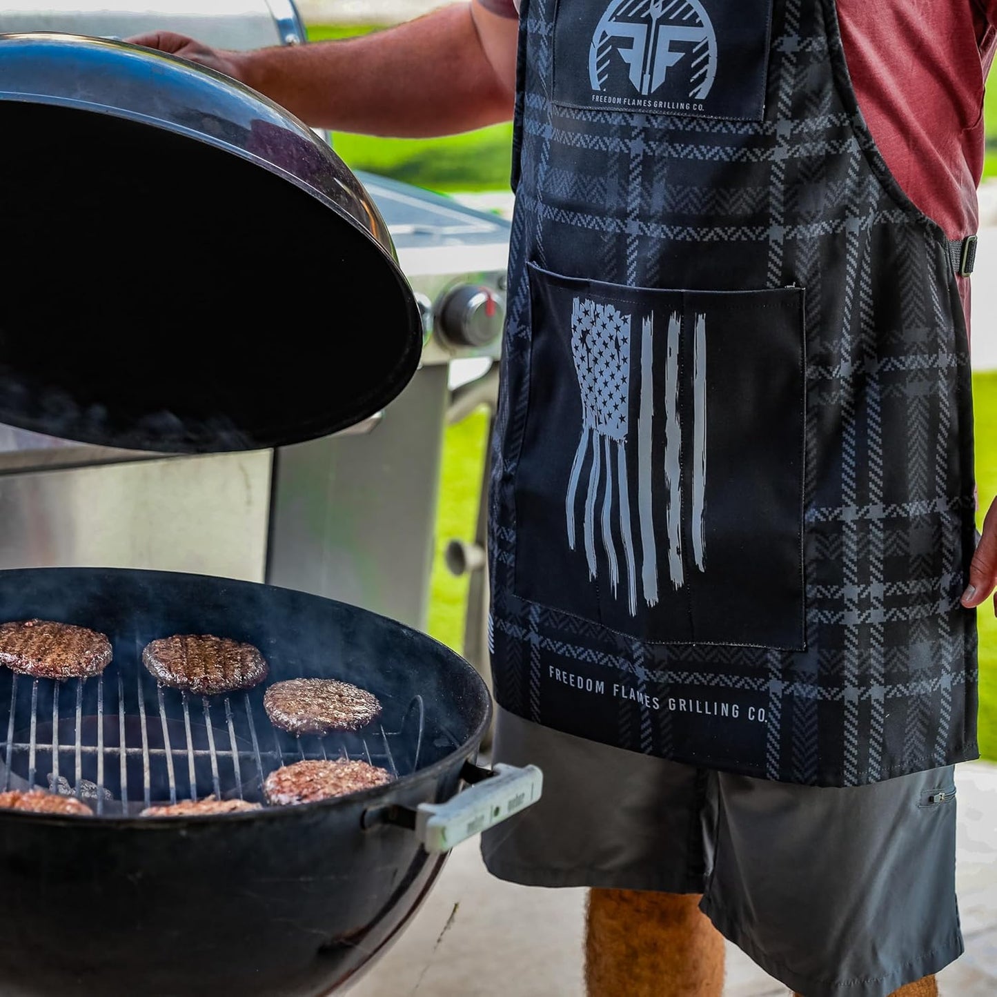 BBQ Grill Apron | Made in the USA | Kitchen Apron with Pockets | Grilling Accessory for Barbecue & Meat Smoker