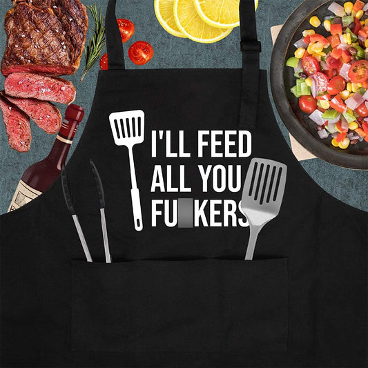 Miracu Funny Cooking Aprons for Men Women, Funny Dad Gifts for Mens Father, Mom - Fathers Day Presents, Birthday Gifts for Dad Step Brother Boyfriend Husband, Cool BBQ Grilling Kitchen Chef Apron