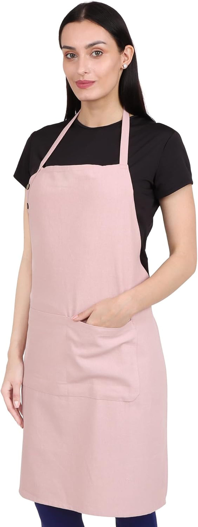Kitchen Apron Cotton Waterdrop Resistant with Adjustable Aprons for Women with Pockets 8 Color Option Cooking