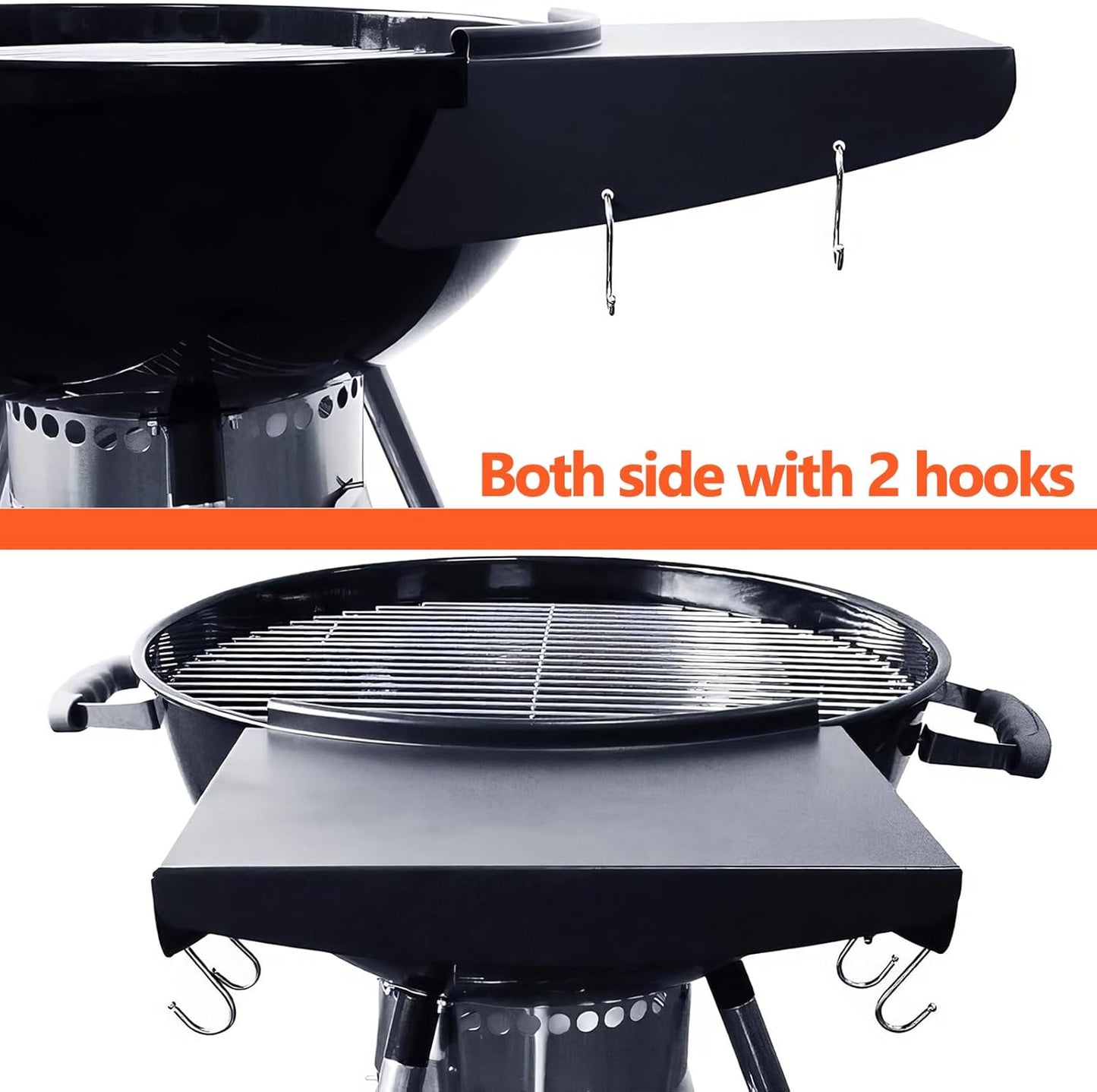 Qulimetal Grill Table Shelf for Weber Kettle Grills 22 Inch, Side Table Shelf Replaces Weber Master Touch & Original Charcoal Grill, Grill Accessories for Weber Kettle, Outdoor Steel BBQ Table Shelf