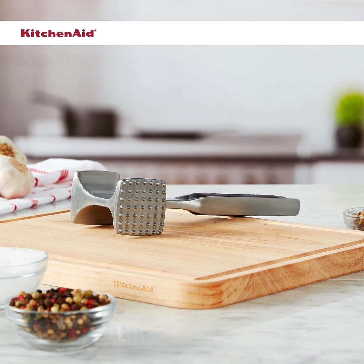 Kitchenaid Gourmet Multi Sided Meat Tenderizer for Pounding Meats, Nuts, Shellfish, Ect, Hang Hole for Easy Storage, Hand Wash, One Size, Black