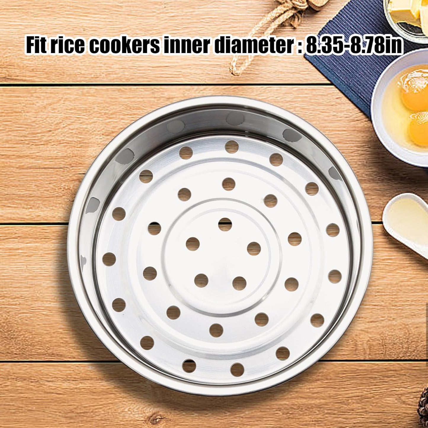 2Pcs Stainless Steel Metal Basket round Steam Holder Tray Rack Stand Food Grade Steamer Steam Basket for Rice Cooker Warmer Kitchen Cookware for Vegetable, Fish, Meat