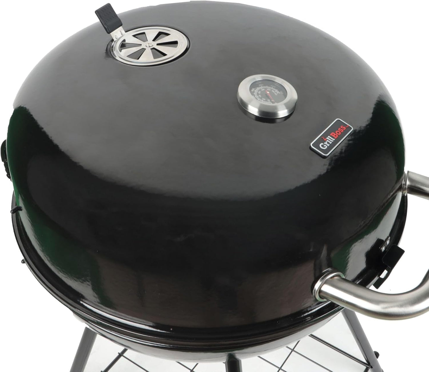 Grill Boss 22 Inch Kettle Charcoal Grill, Porcelain Steel Lid, Large Cooking Area, Black
