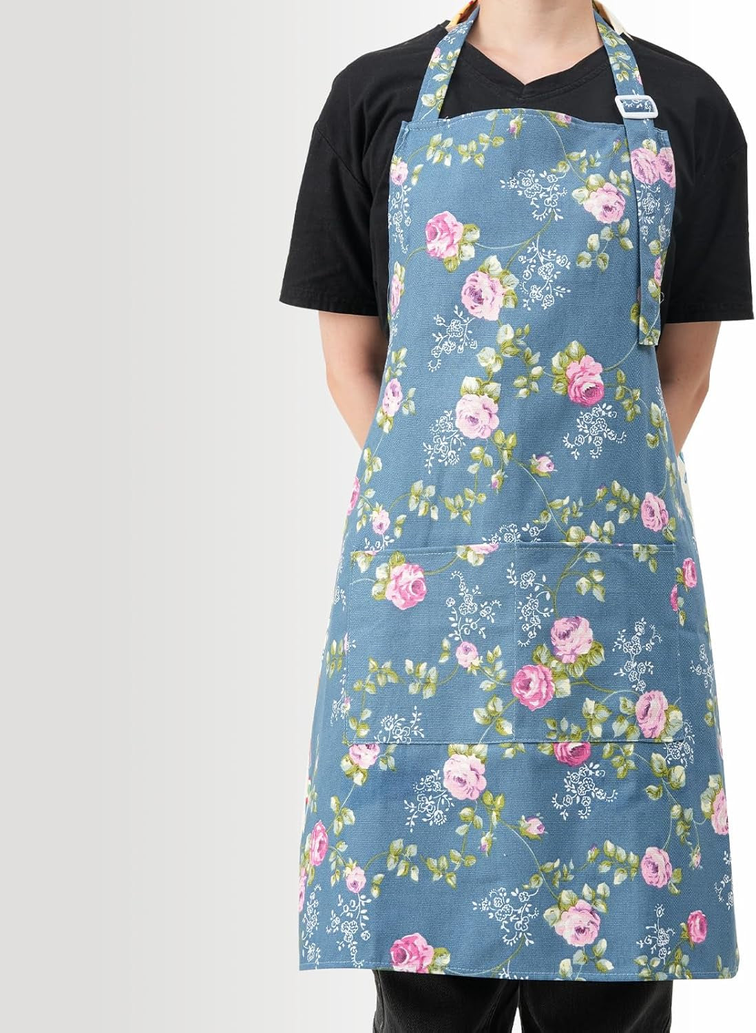 DILLMAN Aprons for Women with Pockets Cotton Linen Cooking Kitchen Baking Soft Durable Floral Gardening Apron