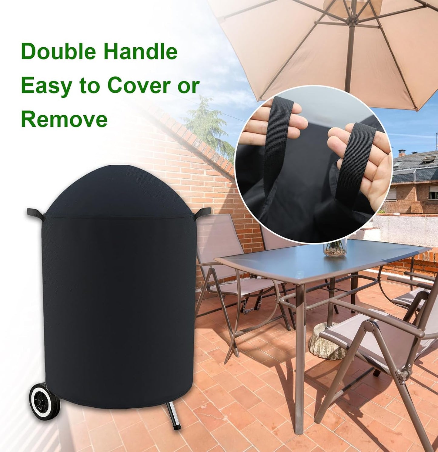 Premium Grill Cover Fits Weber 22" Jumbo Joe,22" Original & Premium Kettle Charcoal Grill,Weber/Joyfair/Megamaster/Papapacks/Grilife/Green Party 18" Kettle Charcoal Grill