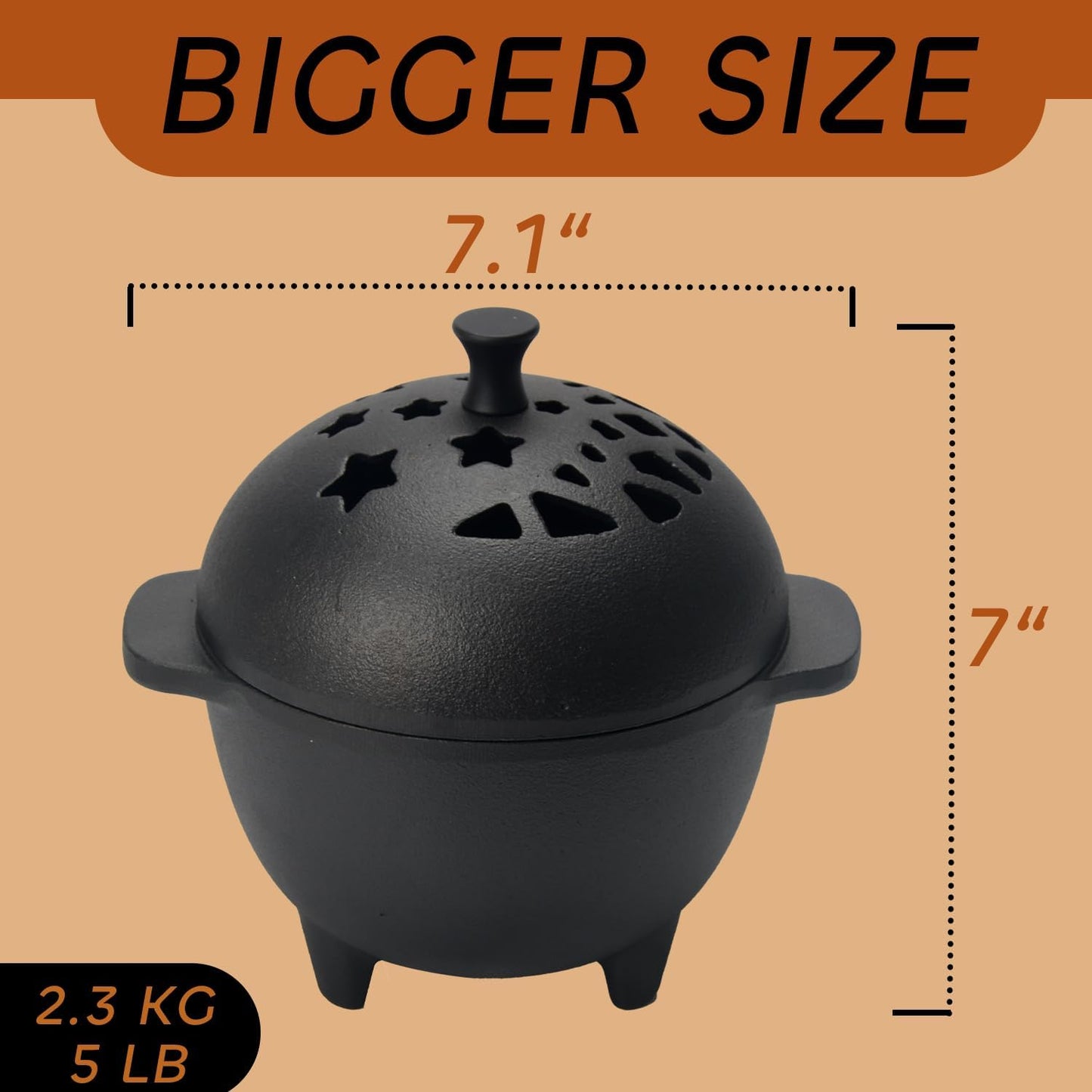 Cast Iron Incense Burner - Cast Iron Incense Holder Mini Cauldron for Sage, Palo Santo, Resin, Charcoal & Japanese Incense | Home, Rituals & Meditation Censer Bowl