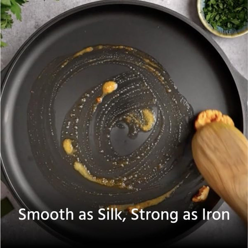 12 Inch Lightweight Pre-Seasoned Cast Iron Griddle with Cleaning Kit - Smooth Polished Surface, Easy to Clean Cast Iron Skillets Use in the Oven, on the Stove or Grill, over a Campfire