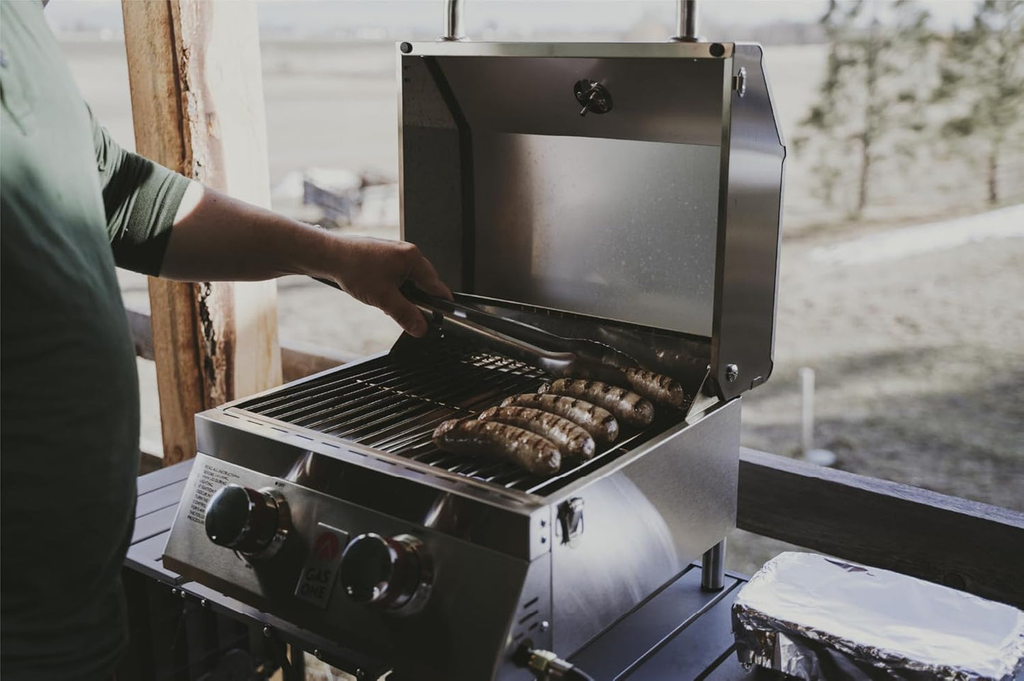 Gasone Portable Propane Grill – 16-Inch Stainless Steel Tabletop Grill – Tabletop Gas Grill with Heat Control and Built-In Thermometer – Large Cooking Area – Ideal for Outdoor, Camping, Travel, RV