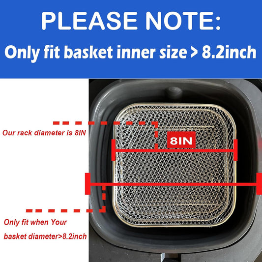 Upgrade 8Inch Square Air Fryer Rack,Three Stacktable Dehydrator Rack,Square Air Fryer Accessories,Only Fit for Air Fryer Which Inner Size >8.2 Inch(Square)