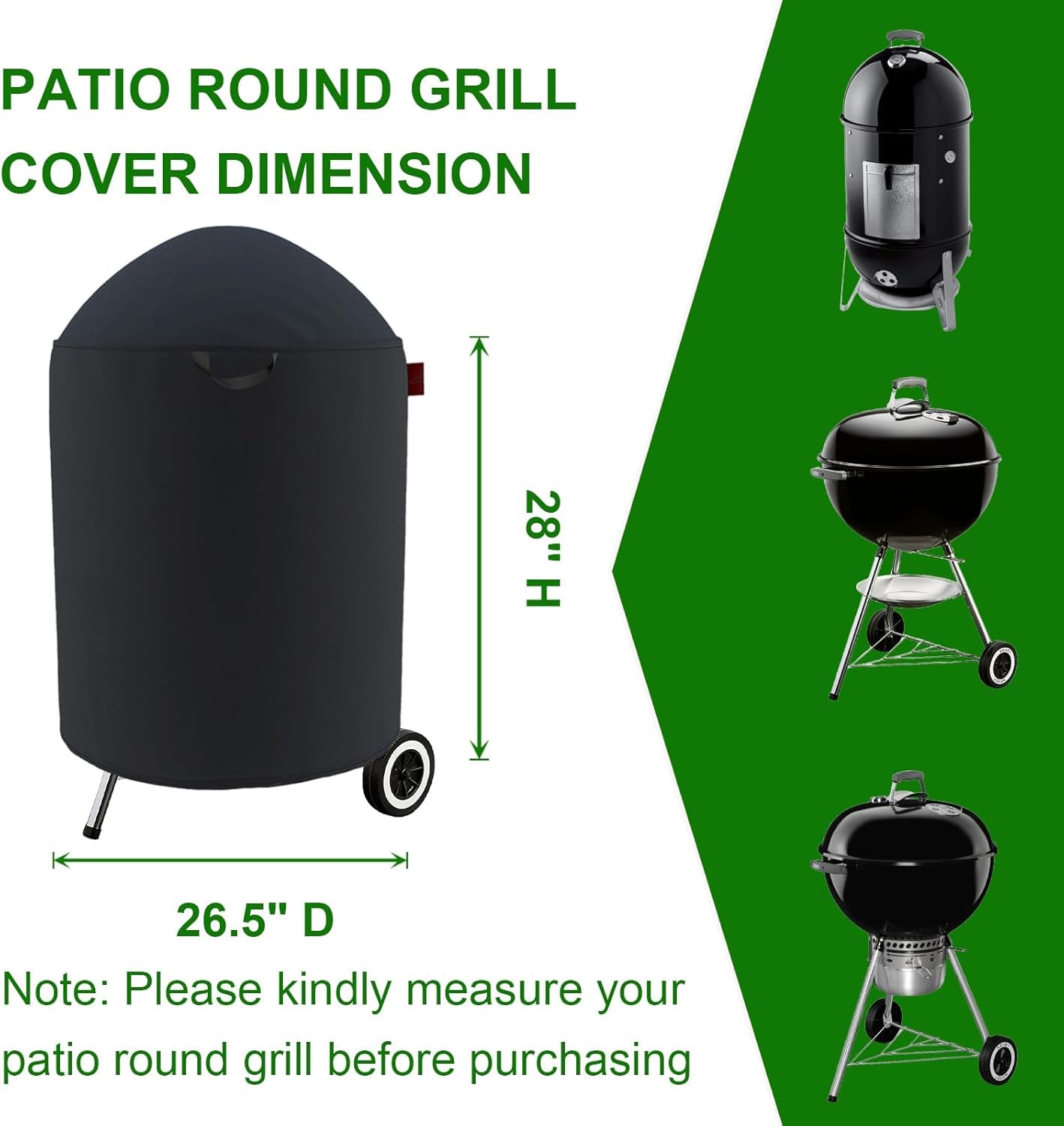 Premium Grill Cover Fits Weber 22" Jumbo Joe,22" Original & Premium Kettle Charcoal Grill,Weber/Joyfair/Megamaster/Papapacks/Grilife/Green Party 18" Kettle Charcoal Grill