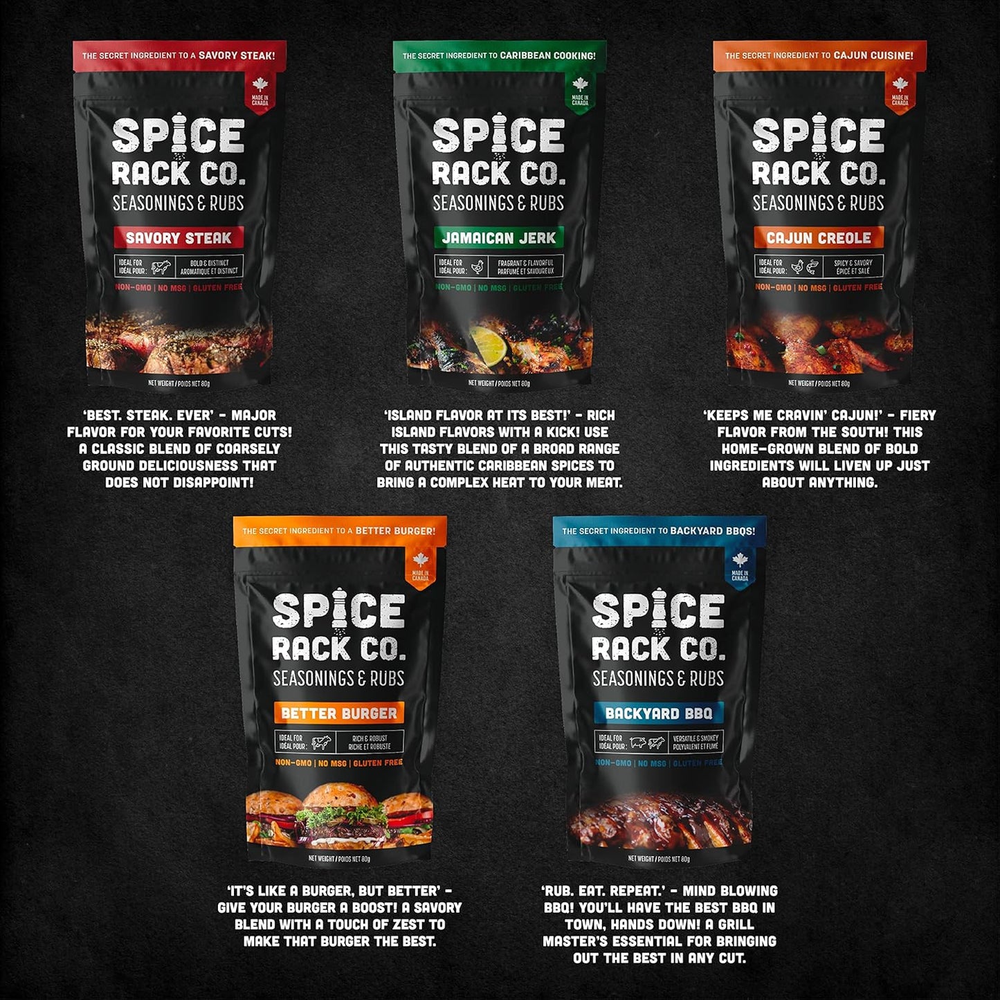 Spice Rack Co. BBQ Seasonings and Rubs - Smoking & Grilling Spices and Seasonings Sets, Grilling Accessories & Smoker Accessories, Unique Father'S Day Gifts for Dad Gifts for Fathers Day (5 Pack)