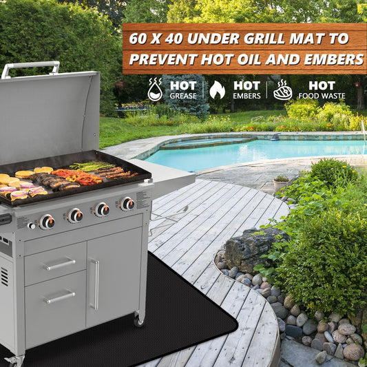 60 X 40 Inch under Grill Mats for Outdoor Grill, Oil and Waterproof, Double-Sided Fireproof Fire Pit Fireplace Outdoor BBQ Mat for Protecting Deck and Lawn