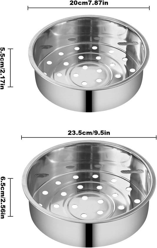 2Pcs Stainless Steel Metal Basket round Steam Holder Tray Rack Stand Food Grade Steamer Steam Basket for Rice Cooker Warmer Kitchen Cookware for Vegetable, Fish, Meat