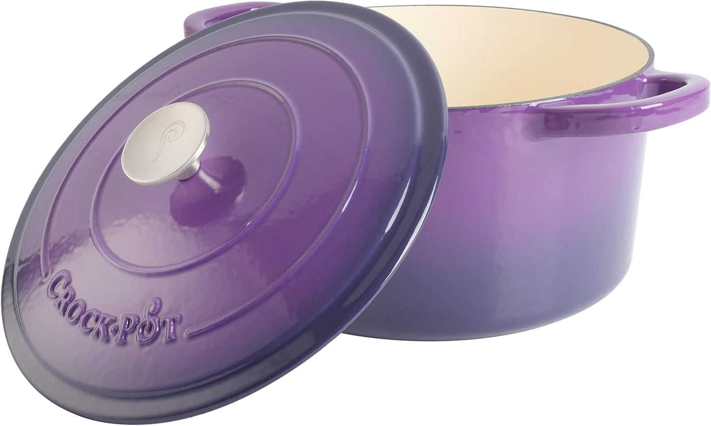 Crock-Pot Artisan round Enameled Cast Iron Dutch Oven, 7-Quart, Lavender Purple