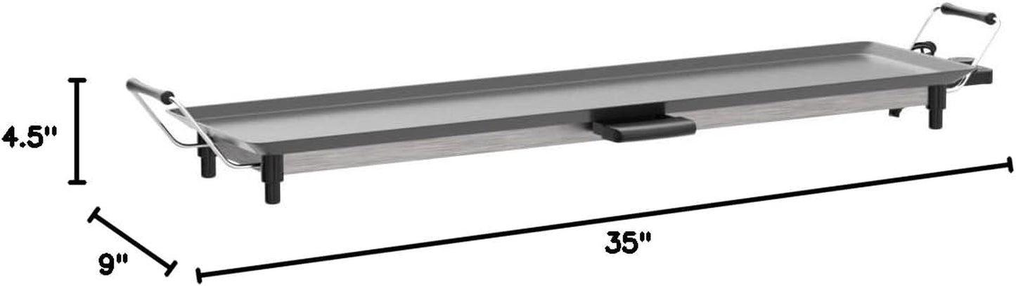 Costzon 35" Electric Griddle Teppanyaki Grill BBQ, Nonstick Extra Large Griddle Long Countertop Grill with Adjustable Temperature & Drip Tray, Indoor Outdoor Cooking Plates for Pancake Barbecue
