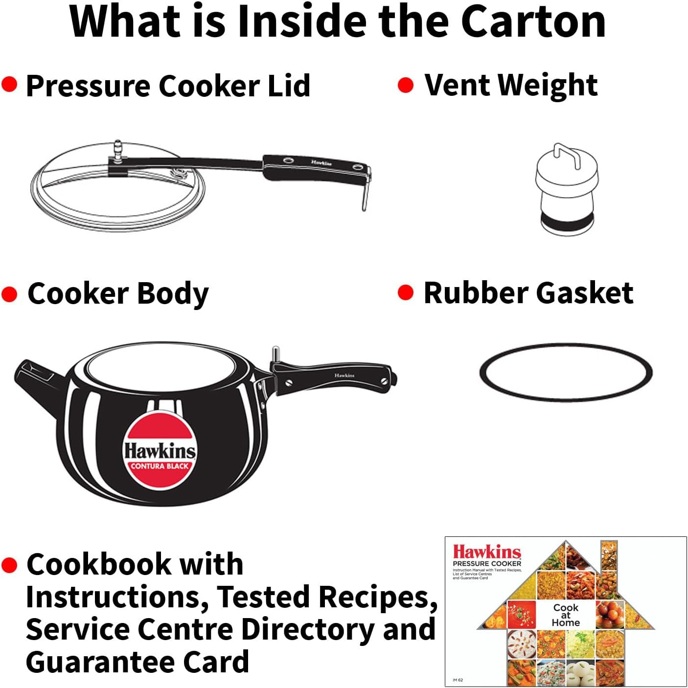 Hawkins Contura Black Pressure Cooker, 5 Litre, Black (CB50)